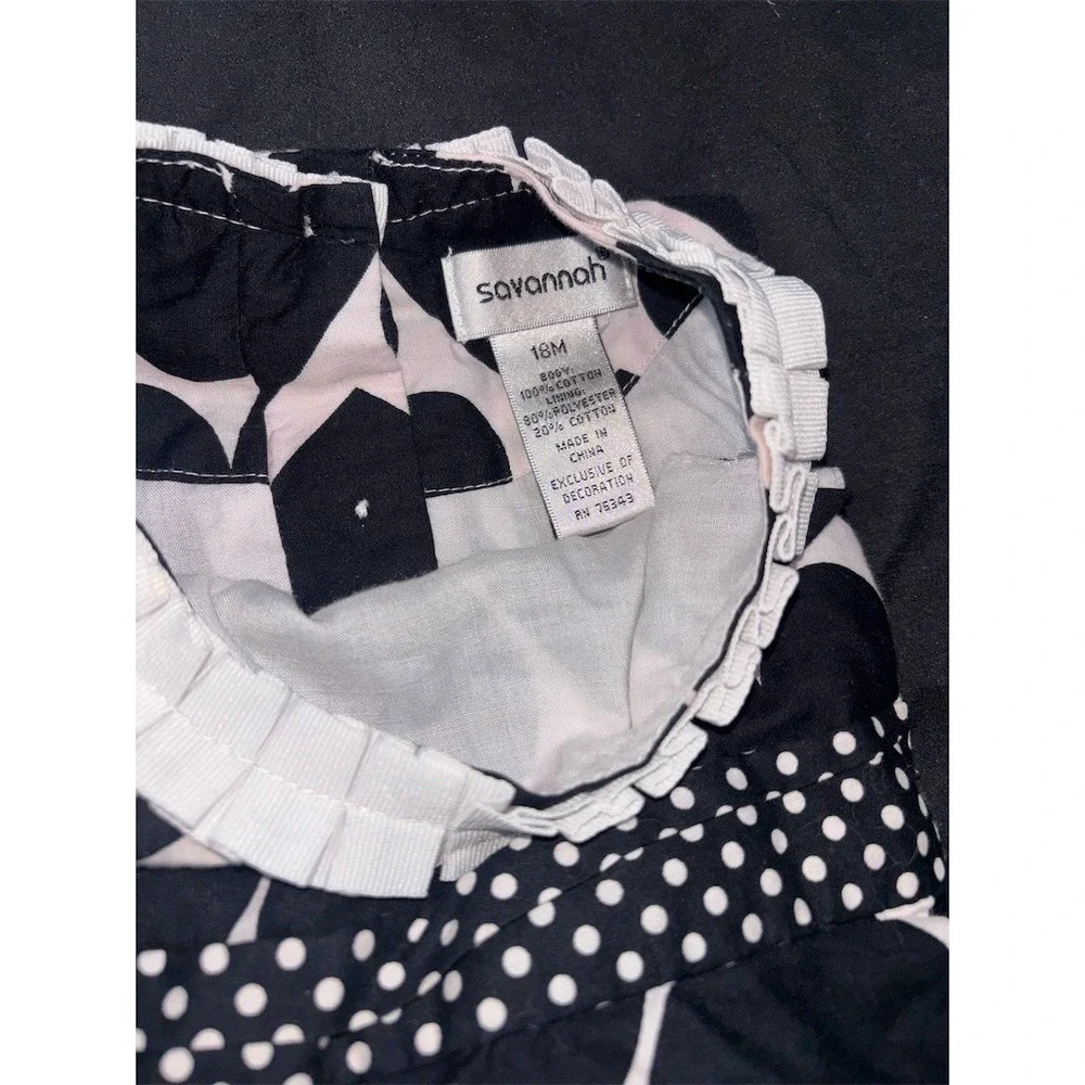 Savannah Baby Girl Party Dress 18M Black & White Heart Print Tulle Hem formal